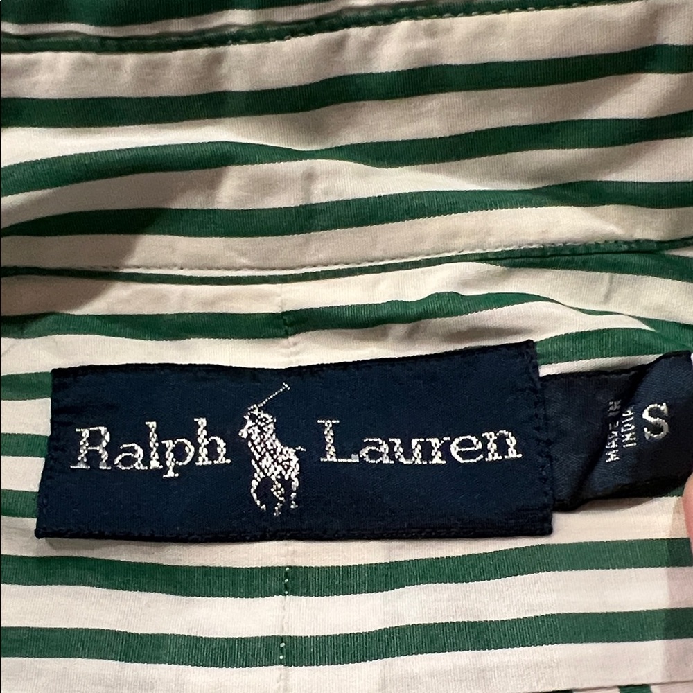 Ralph Lauren Green & White Striped Button-Down Shirt - Picture 2 of 3